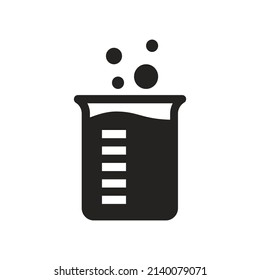 chemical test tube icon illustration, chemical dissolution process, laboratory, solid icon. vector