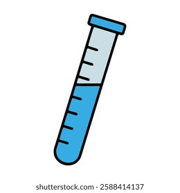 Chemical test tube icon. Laboratory glassware for experiments, research, and analysis. Represents chemistry, biology, and biotechnology concepts. Vector illustration.