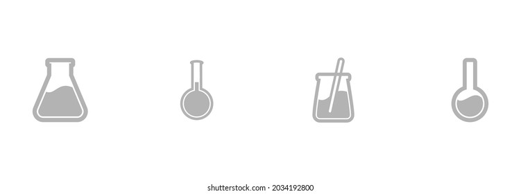 chemical test tube icon set, chemical laboratory equipment icon isolated,  Experiment flasks for science experiment