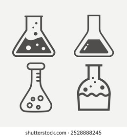 Icono de tubo de ensayo químico Vector. Tubo de cristal. Plantilla del frasco. Contenedor de vidrio. Frasco, Plantilla del logotipo de la medicina.