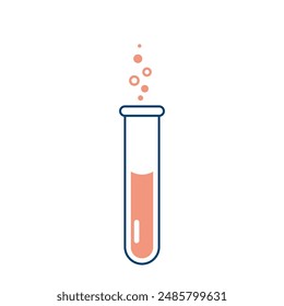 Tubo de ensayo químico. Cristalería de laboratorio para análisis, investigación. Reacción química. Ilustración sobre el tema de química, biología, biotecnología.