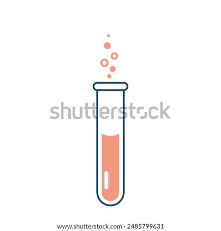 Chemical test tube. Laboratory glassware for analysis, research. Chemical reaction. Illustration on the topic of chemistry, biology, biotechnology.