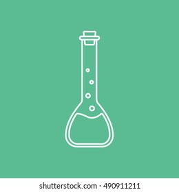 Chemical Test Tube Line Icon On Green Background
