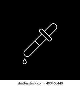 Chemical Test Tube Line Icon On Black Background
