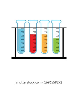 Icono del pictograma del tubo de ensayo químico. Equipo de cristales de laboratorio o de vaso aislado sobre fondo blanco. Máscaras experimentales. Símbolo vectorial moderno de moda.