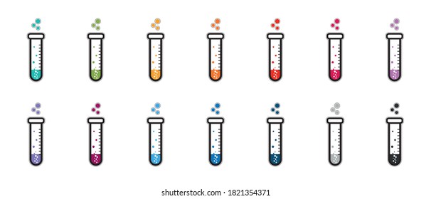Chemical Test Tube Set - Vector Illustrations - Isolated On White Background
