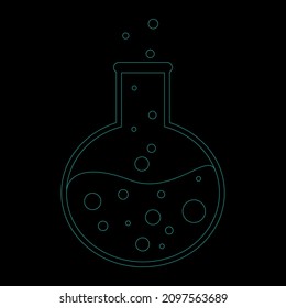Chemical test tube vector icon set minimalist simple flat illustration. Experiment chemical flask for science isolated on black background.
