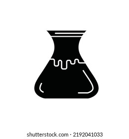 Chemical test tube vector icon. Flask black filled style symbol. Can be used for web and mobile.