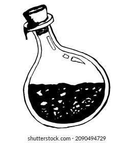 Chemical test tube witch poison vector icon minimalist simple flat illustration. Experiment chemical flask for science isolated on white background.