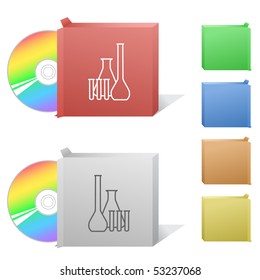 Chemical test tubes. Box with compact disc.