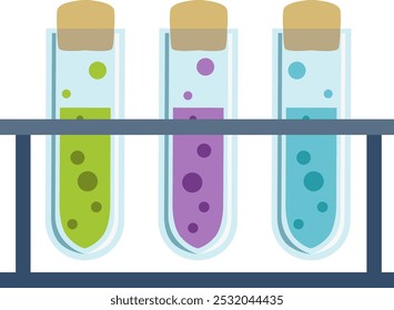 Icono de dibujos animados de tubos de ensayo químicos. Muestras de biología