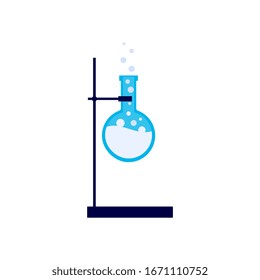 Chemical test tubes and flasks rag, flat cartoon vector illustration isolated on white background. Laboratory research and biological or pharmaceutical experiment symbol.