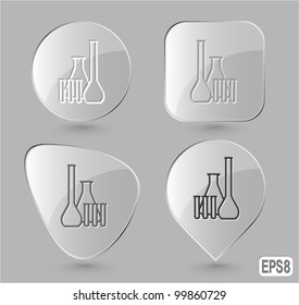 Chemical test tubes. Glass buttons. Vector illustration.