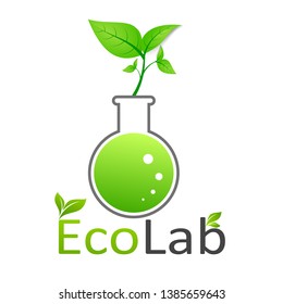 Chemical test tubes with green plants Friendly to the Eco environment Vector illustration