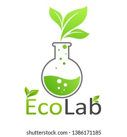 Chemical test tubes with green plants Friendly to the Eco environment Vector illustration