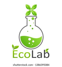 Chemical test tubes with green plants Friendly to the Eco environment Vector illustration