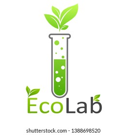 Chemical test tubes with green plants Friendly to the Eco environment Vector illustration