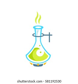 Chemical test tubes icon illustration vector. Chemistry. The set of chemical icons. Flat style. Vector illustration. Laboratory. Logo.