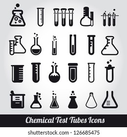 Chemical test tubes icons illustration vector - Shutterstock ID 126685475