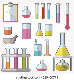 Chemical test tubes icons illustration vector