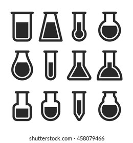 Chemical Test Tubes Icons Set. Vector