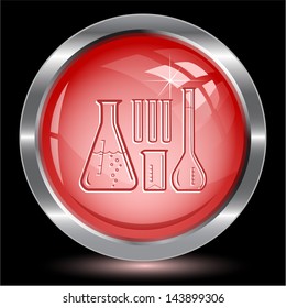 Chemische Teströhren. Internetknopf. Vektorgrafik.