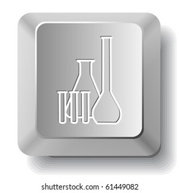 Chemical test tubes. Vector computer key.