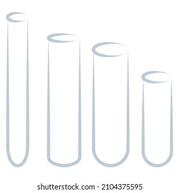 Chemical test tubes vector icons set minimalist simple illustrations. Experiment chemical flasks for science isolated on white background.