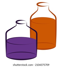 Los iconos vectoriales de los tubos de ensayo químicos establecen ilustraciones simples minimalistas. Máscaras químicas experimentales para la ciencia aisladas en el fondo blanco.