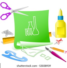 Chemical test tubes. Vector paper template.