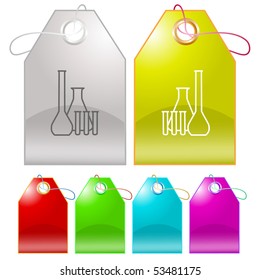 Chemical test tubes. Vector tags.