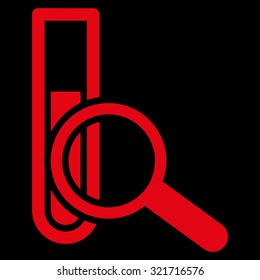 Chemical Test vector icon. Style is flat symbol, red color, rounded angles, black background.