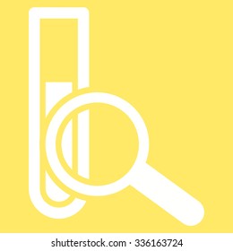 Chemical Test vector icon. Style is flat symbol, white color, rounded angles, yellow background.