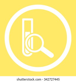 Chemical Test vector icon. Style is flat rounded symbol, white color, rounded angles, yellow background.