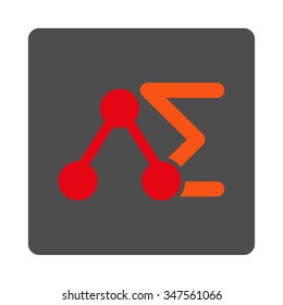 Chemical Test vector icon. Style is flat rounded square silver button with red symbol, white background.