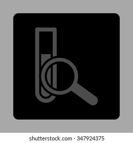 Chemical Test vector icon. Style is flat rounded square button, gray and black colors, silver background.