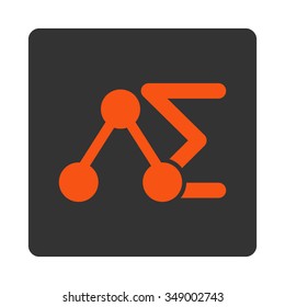 Chemical Test vector icon. Style is flat rounded square button, orange and gray colors, white background.