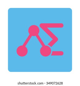 Chemical Test vector icon. Style is flat rounded square button, pink and blue colors, white background.