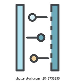Icono de herramienta química. Esquema del color del icono del vector de la herramienta química aislado en blanco