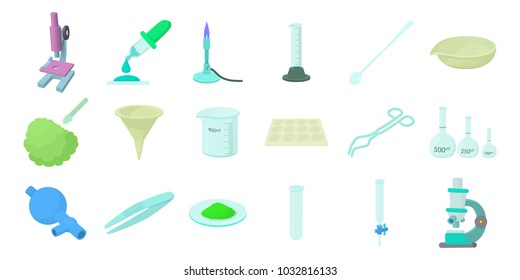 Chemical tools icon set. Cartoon set of chemical tools vector icons for web design isolated on white background
