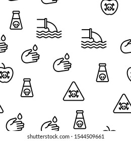 Chemical Toxic Poison Vector Seamless Pattern Thin Line Illustration