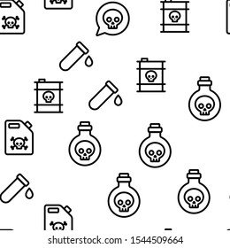Chemical Toxic Poison Vector Seamless Pattern Thin Line Illustration