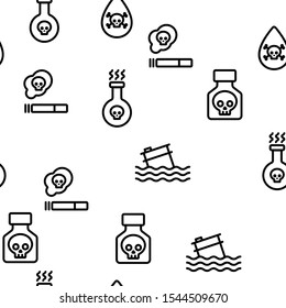 Chemical Toxic Poison Vector Seamless Pattern Thin Line Illustration