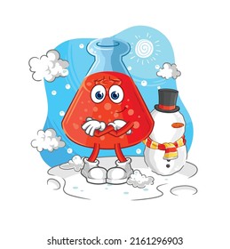 the chemical tube in cold winter character. cartoon mascot vector