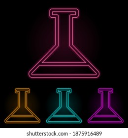 chemical tube color neon set. Simple thin line, outline vector of web icons for ui and ux, website or mobile application