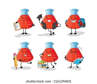the chemical tube education set character. cartoon mascot vector