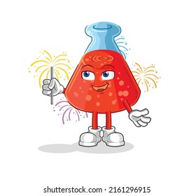 the chemical tube with fireworks mascot. cartoon vector