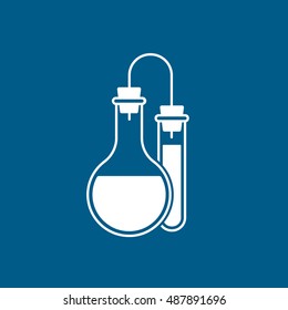 Chemical Tube Flat Icon On Blue Background