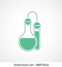 Chemical Tube Green Flat Icon On White Background