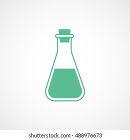 Chemical Tube Green Flat Icon On White Background